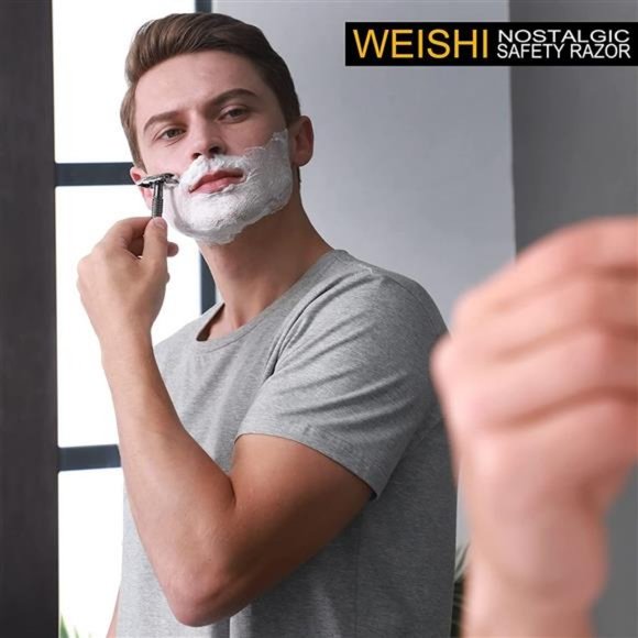 Safety Razor Double Edge Nostalgic Long Handle Butterfly Open Razor - Picture 3 of 6